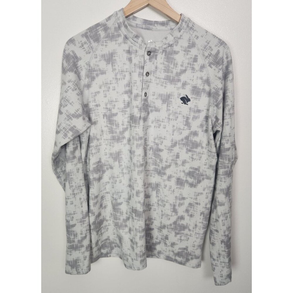 Rabbit Men's Sz. L Long Sleeve Henley Shirt In Grey